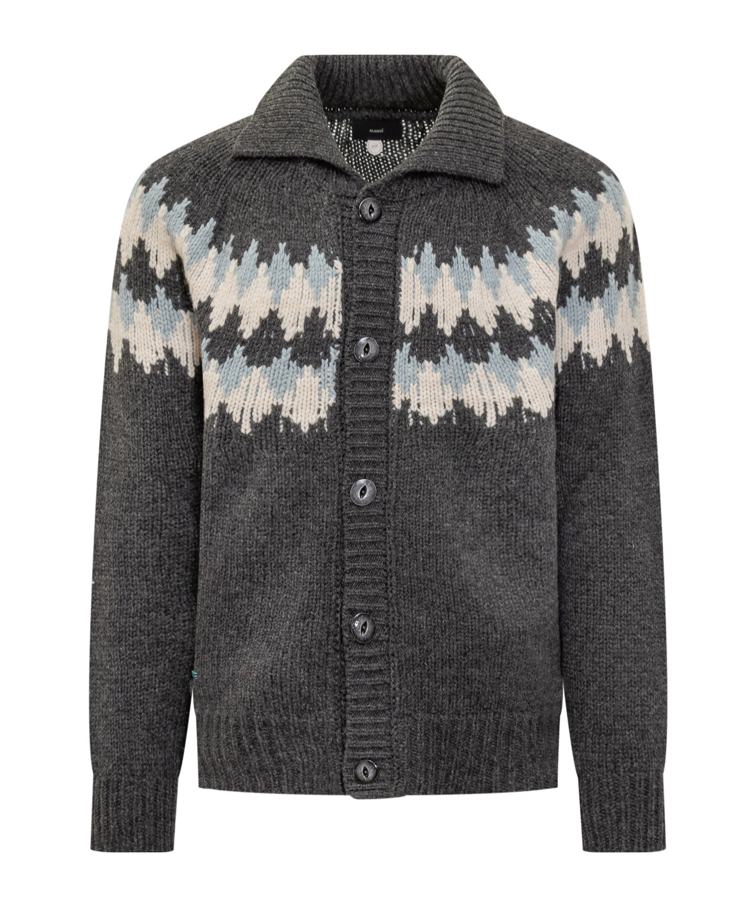 Alanui Sweet Winter Fair Isle-pattern Button Cardigan In Black
