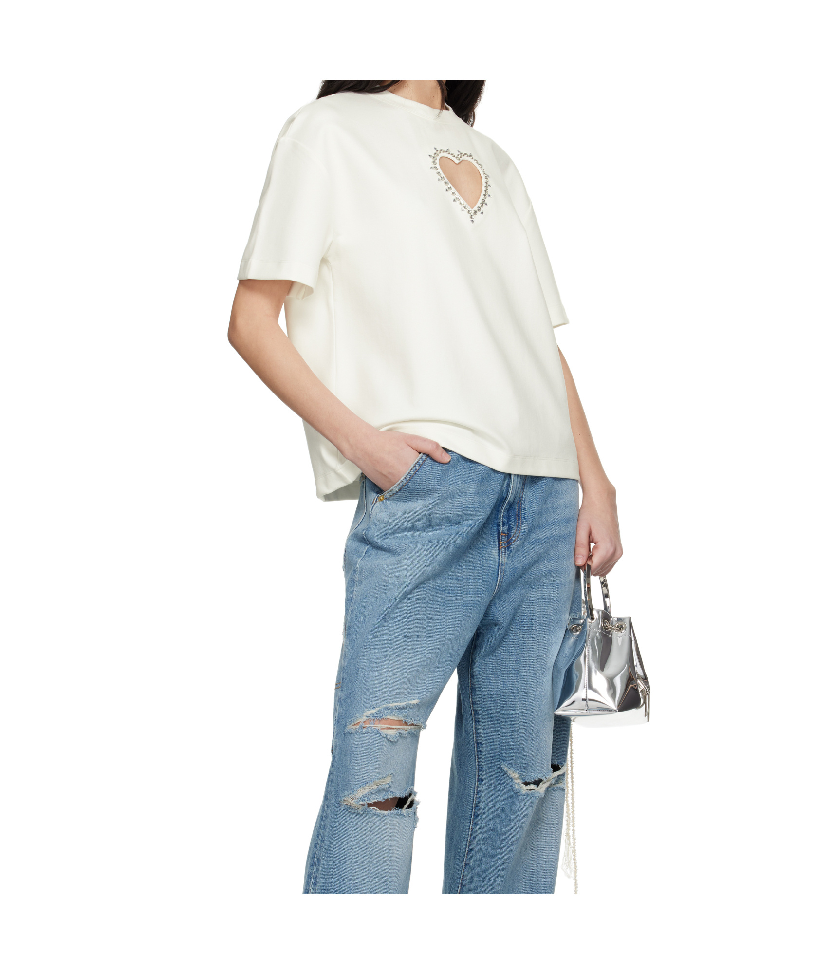 AREA CRYSTAL-EMBELLISHED CUT-OUT T-SHIRT 
