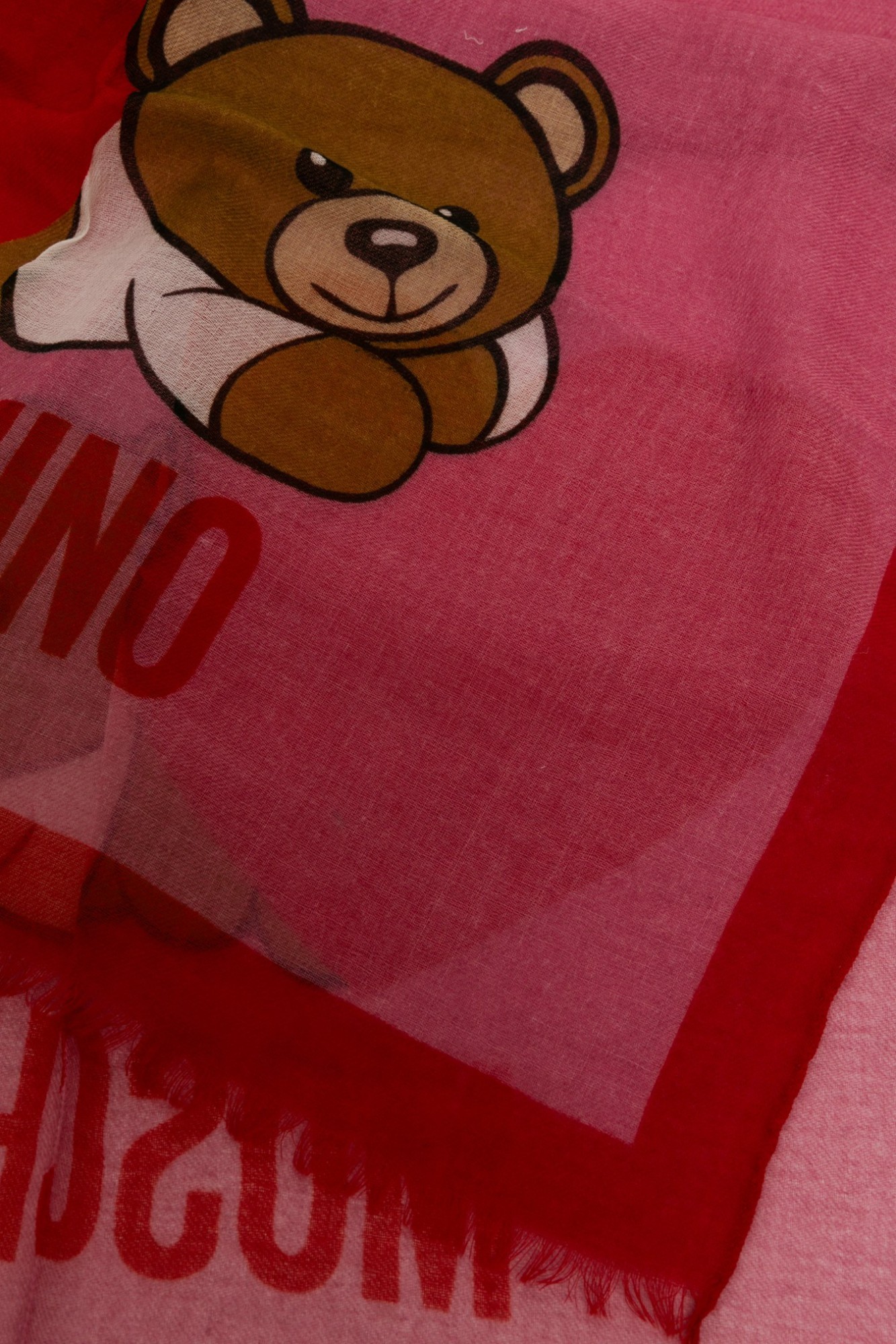 Moschino Teddy Bear Printed Scarf In Red