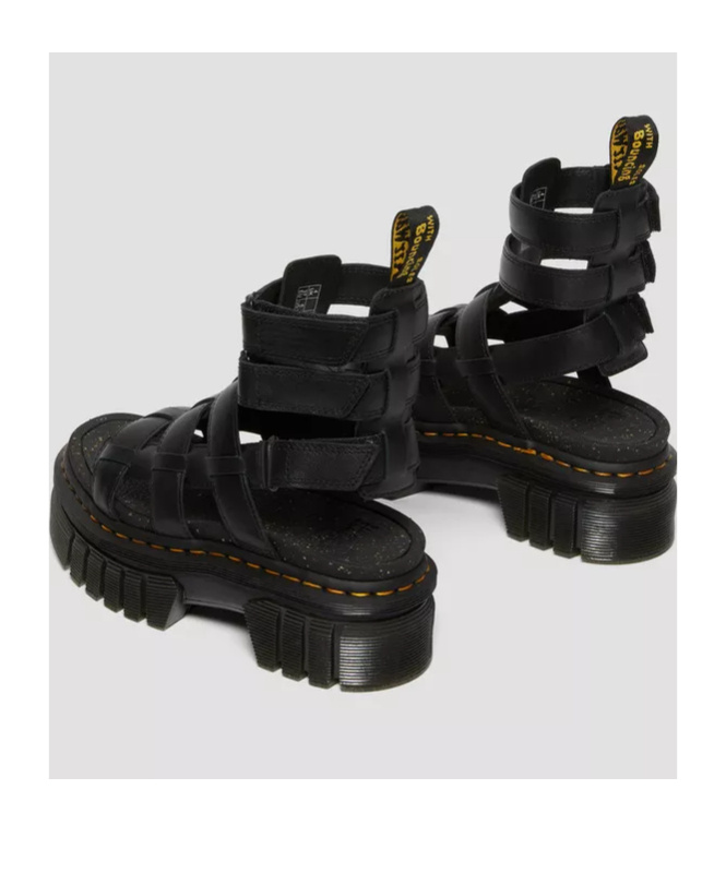 Dr. Martens' Ricki Nappa Lux Leather Platform Gladiator Sandals In Black