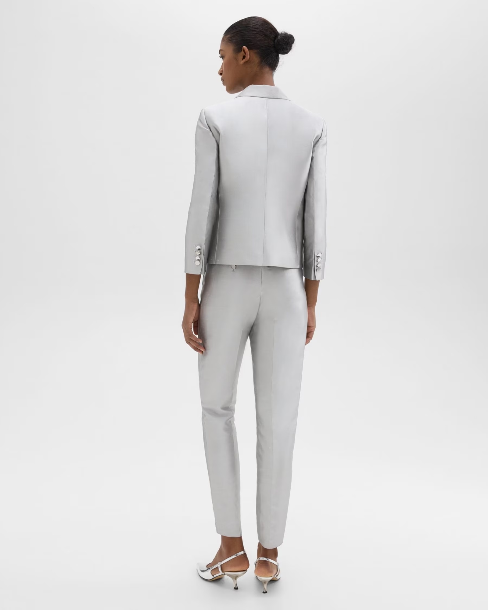 Theory Tapered Cropped Trousers In White