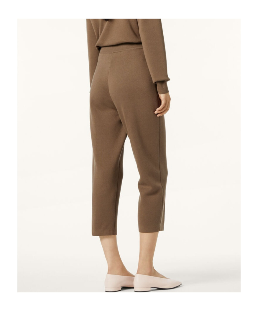 Loro Piana Elastic Ribbed Waist Knitted Casual Pants In Smoky Wood Color