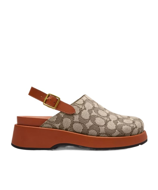 Coach Sculpted C Platform Clog In Signature Textile Jacquard