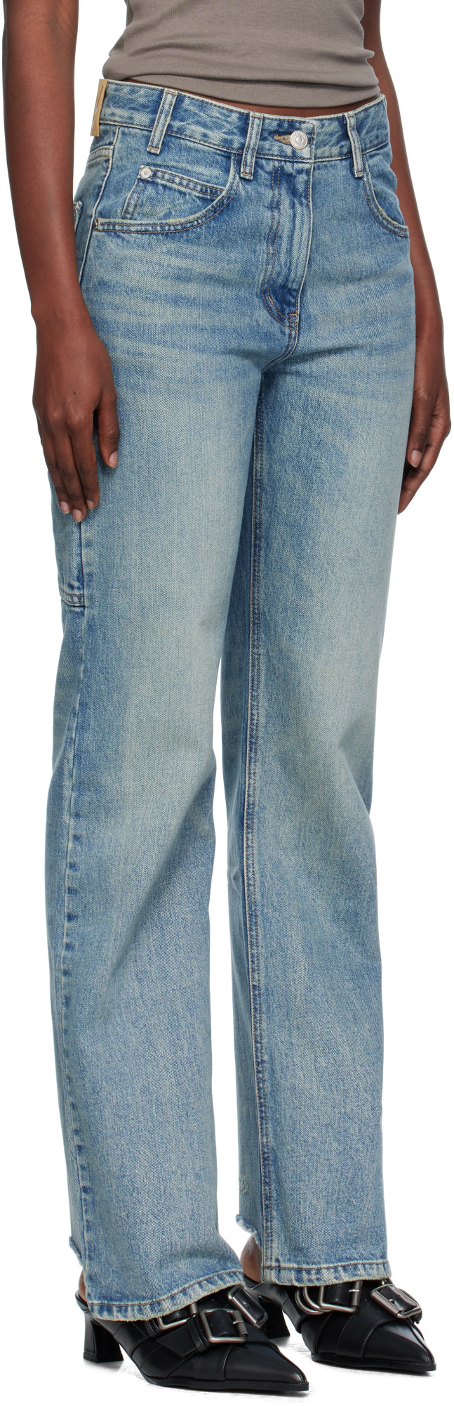 Open Yy Frayed-hem Jeans In Blue