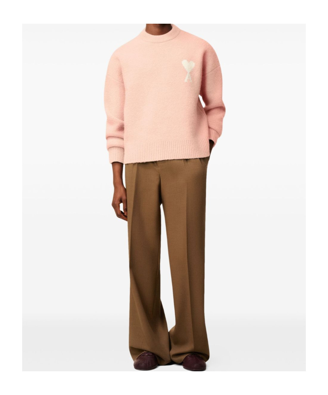 Ami Alexandre Mattiussi Ami De Caur Alpaca And Wool-blend Sweater In Pink