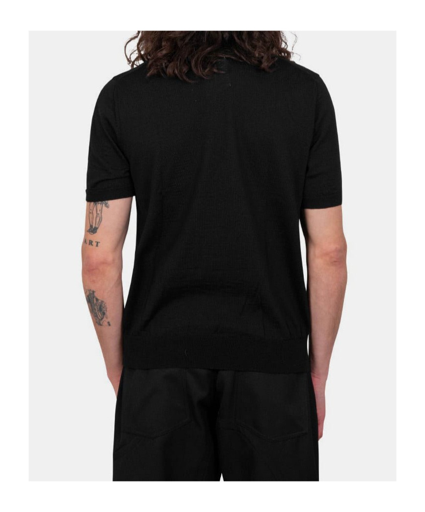 Comme Des Garçons Play Lapel Polo Shirt In Black