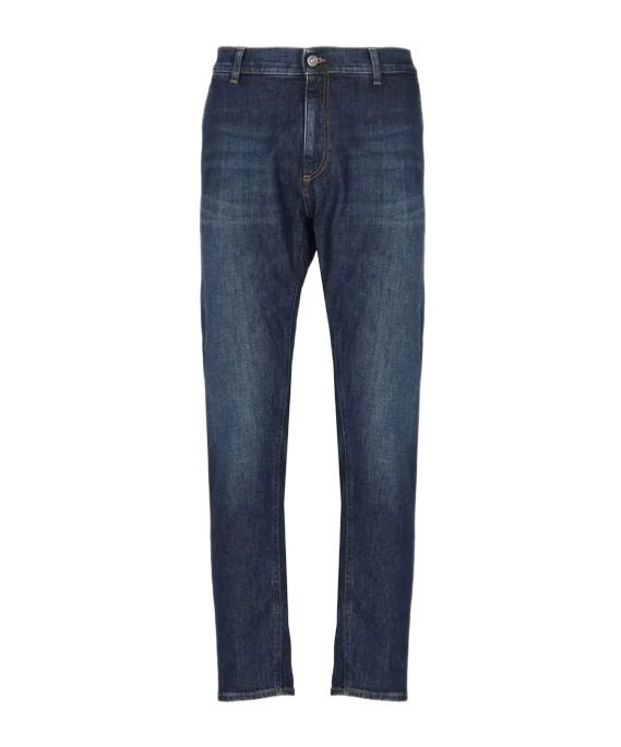Dondup Straight Fit Cotton Trousers With Five Pockets In Blue