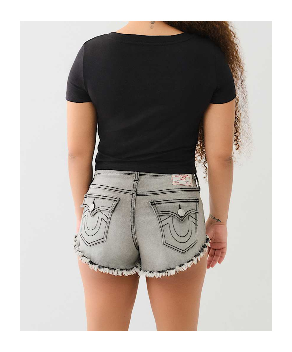 TRUE RELIGION CRYSTAL HORSESHOE V NECK BABY TEE