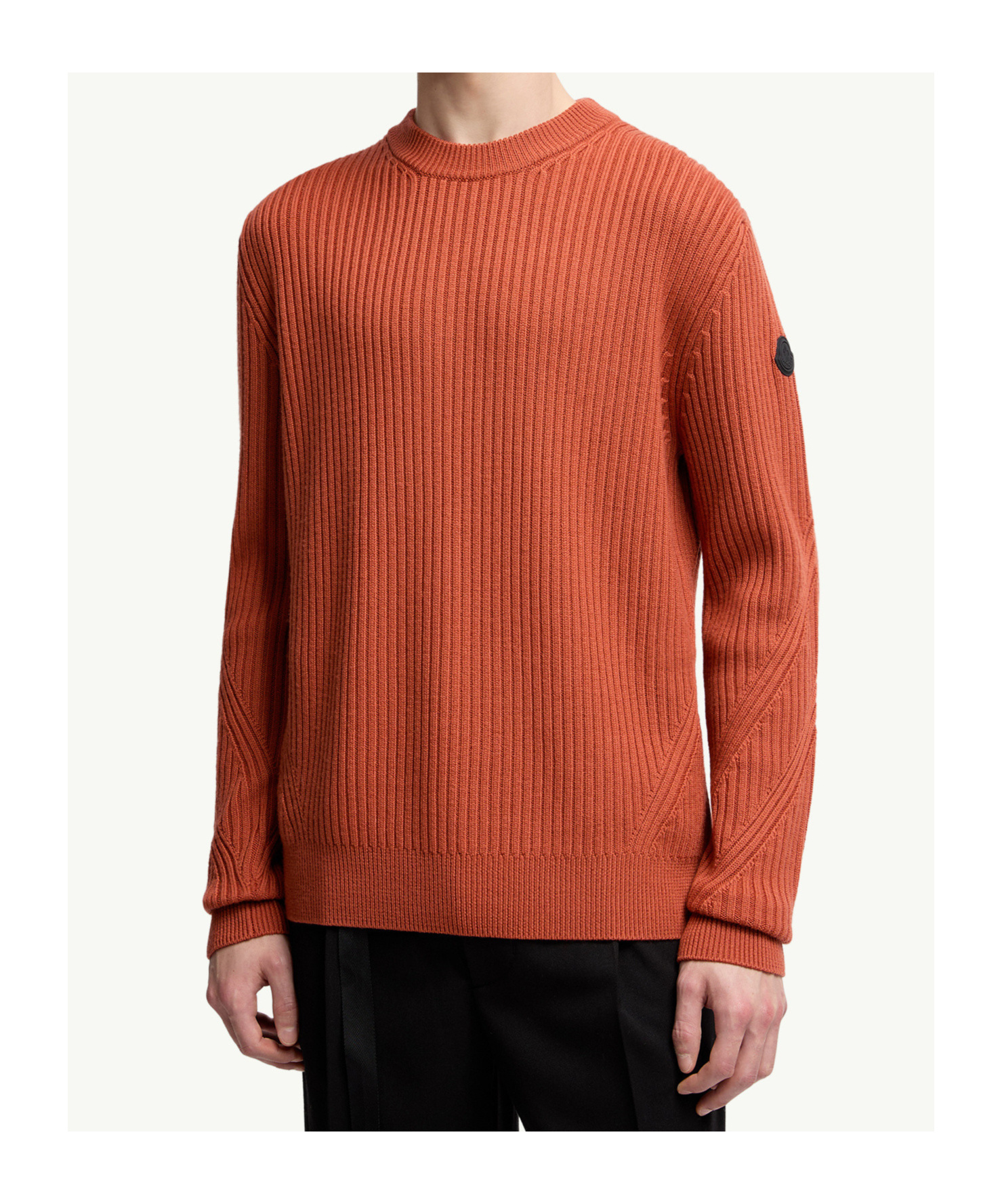 Moncler Ribbed Crew-neck Sweater In Brown