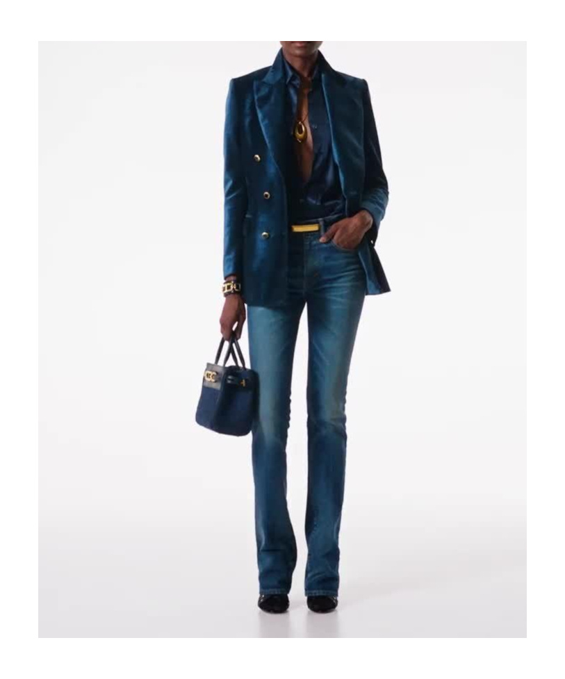 Tom Ford Velvet Double-breasted Blazer In Black