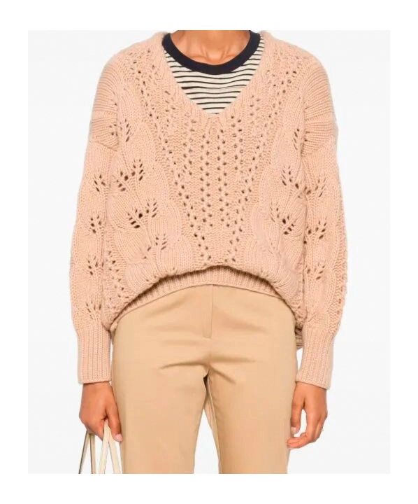 Ermanno Scervino Long Sleeve V-neck Sweater In Pink