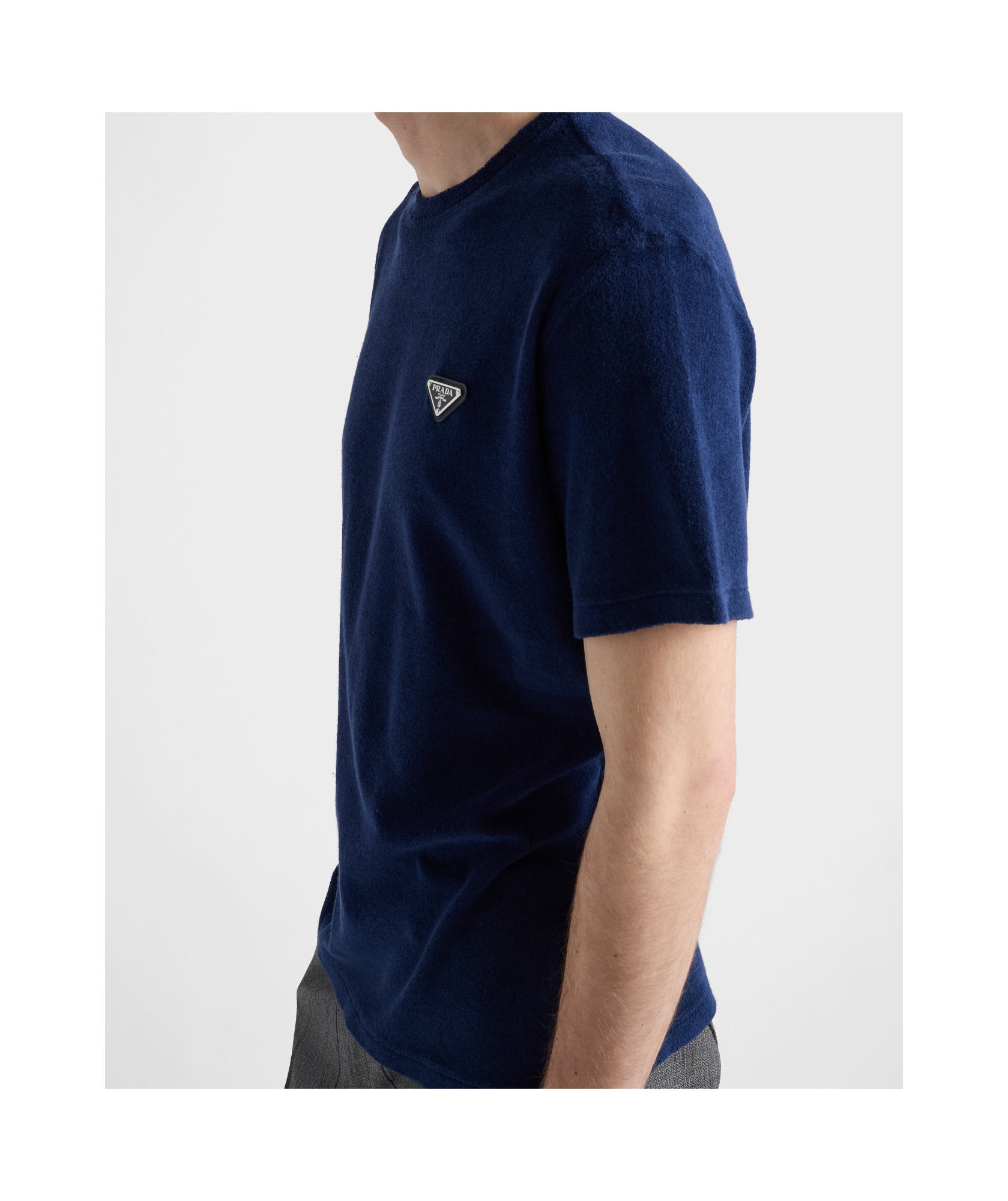 Prada T-shirt Aus Frottee In Blue
