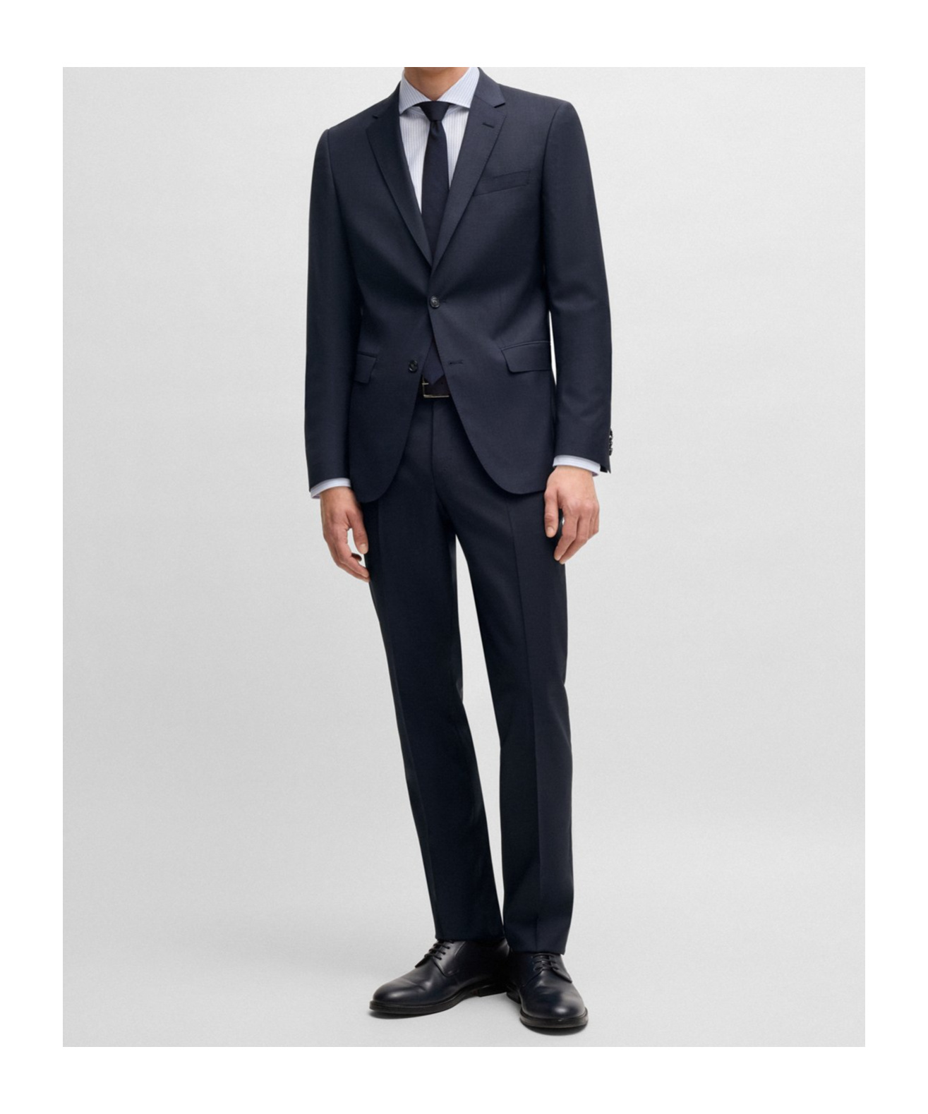 Hugo Boss Regular-fit Suit In Checked Stretch Wool In Dark Blue