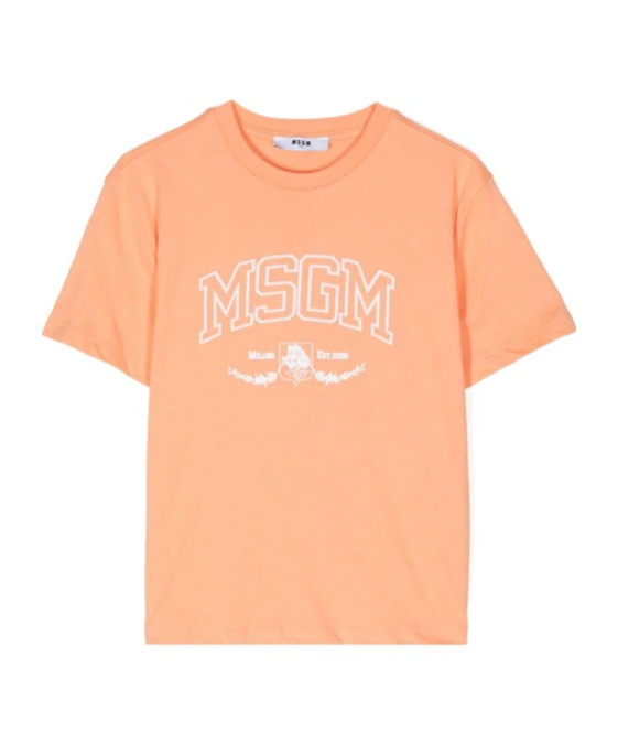 Shop Msgm Logo-print Cotton T-shirt In Pink