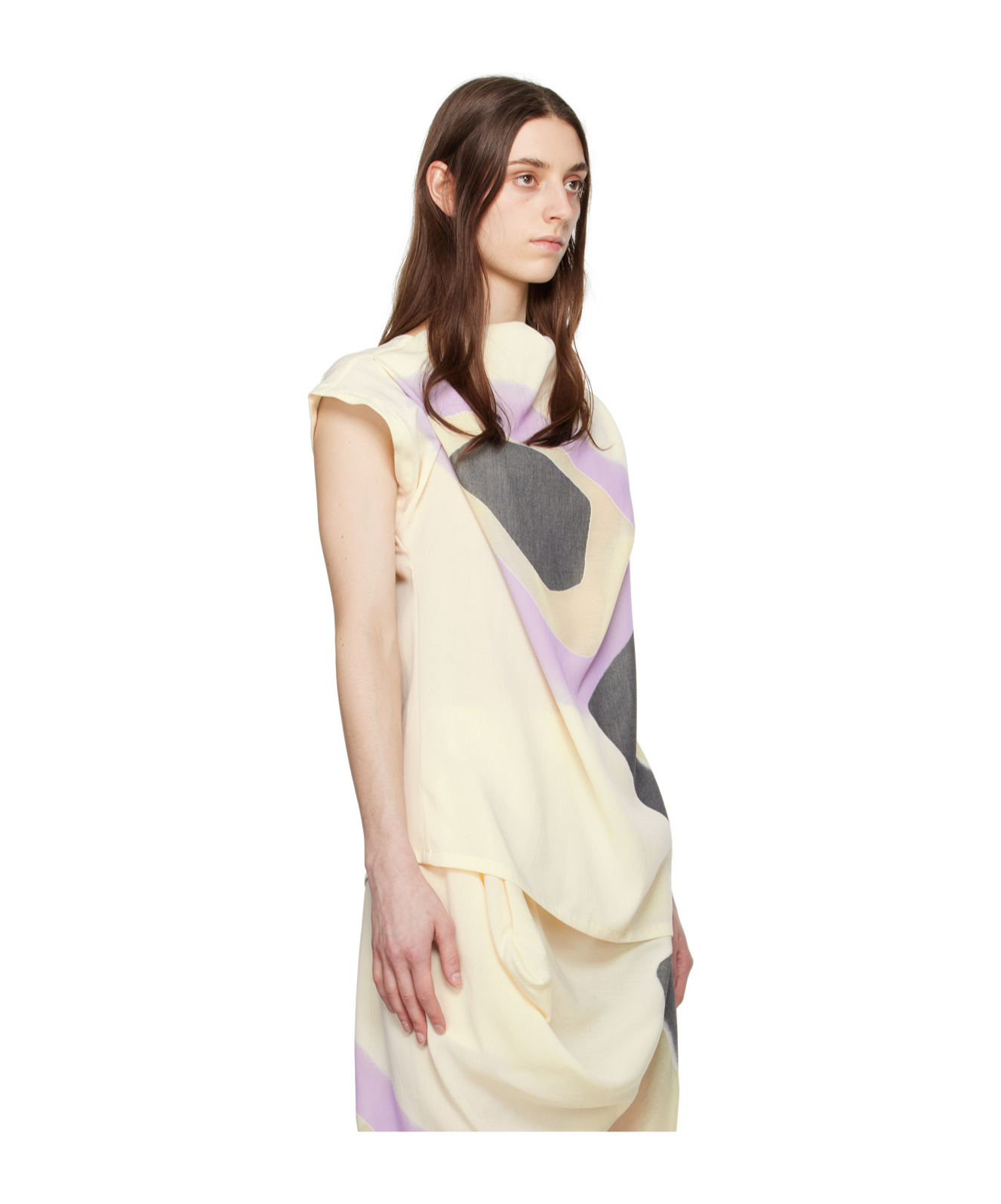Issey Miyake Asymmetrical Design T-shirt In Multicolor