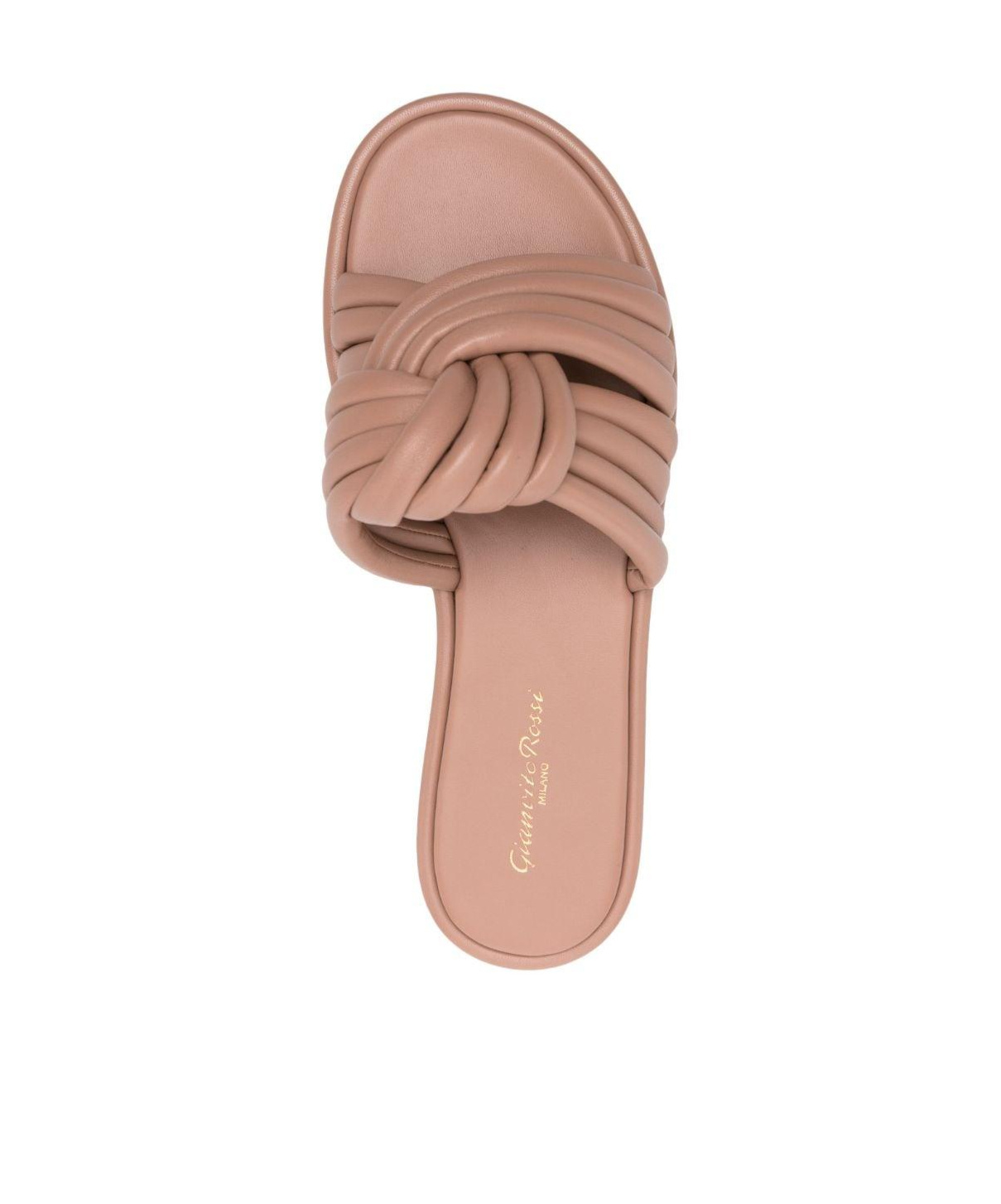 Gianvito Rossi Knotted Napa Flat Slide Sandals In Nude