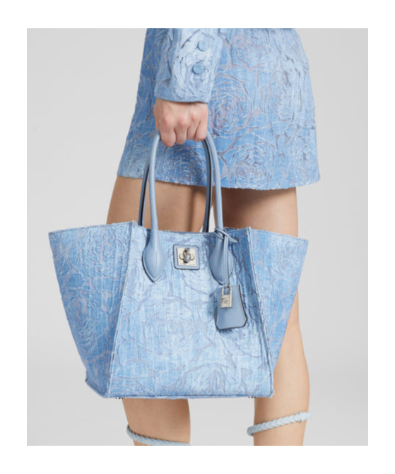 Ermanno Scervino Floral-patterned Devore Denim Medium Maggie