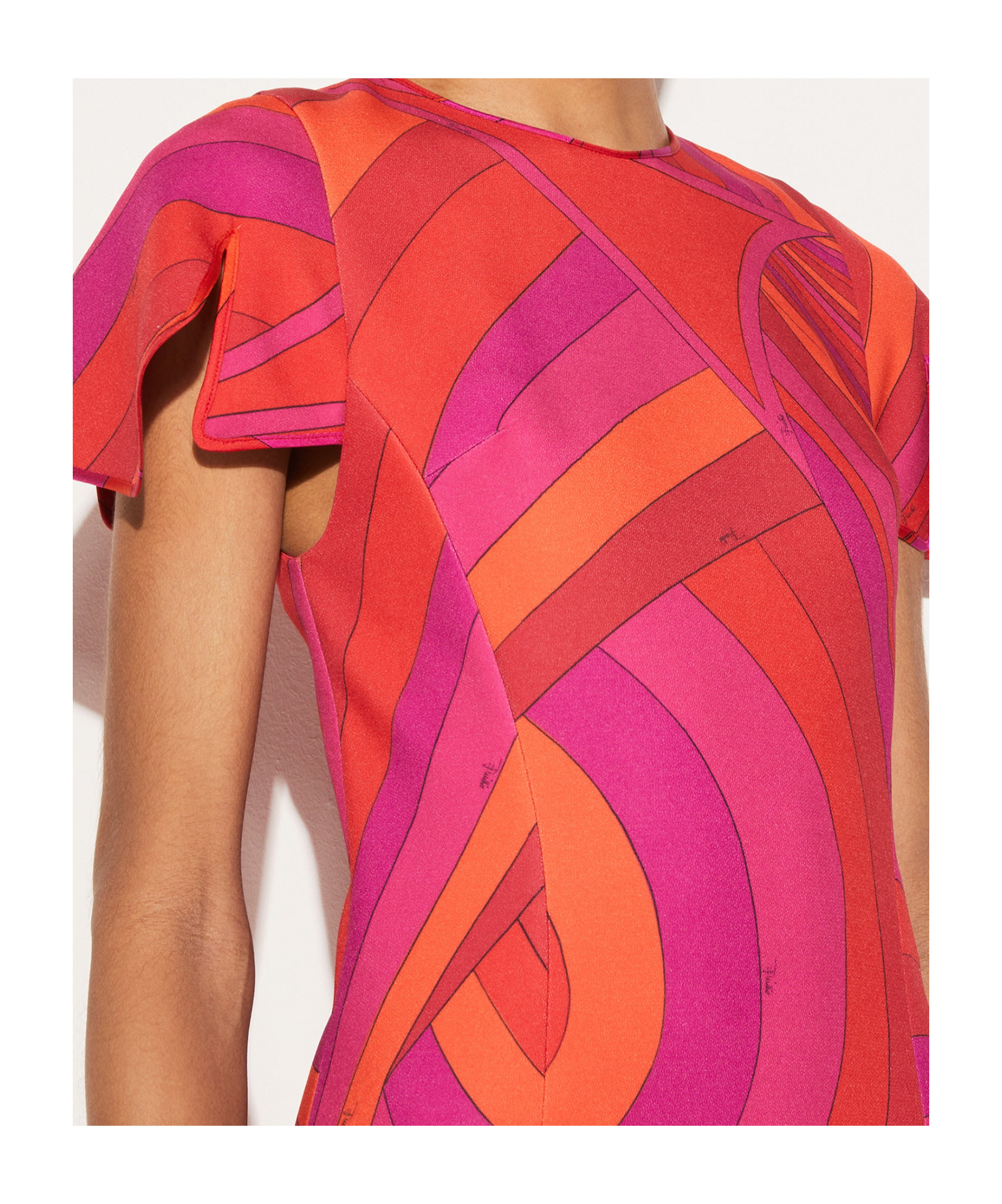 Pucci Round-collar Short-sleeve Dress In Red