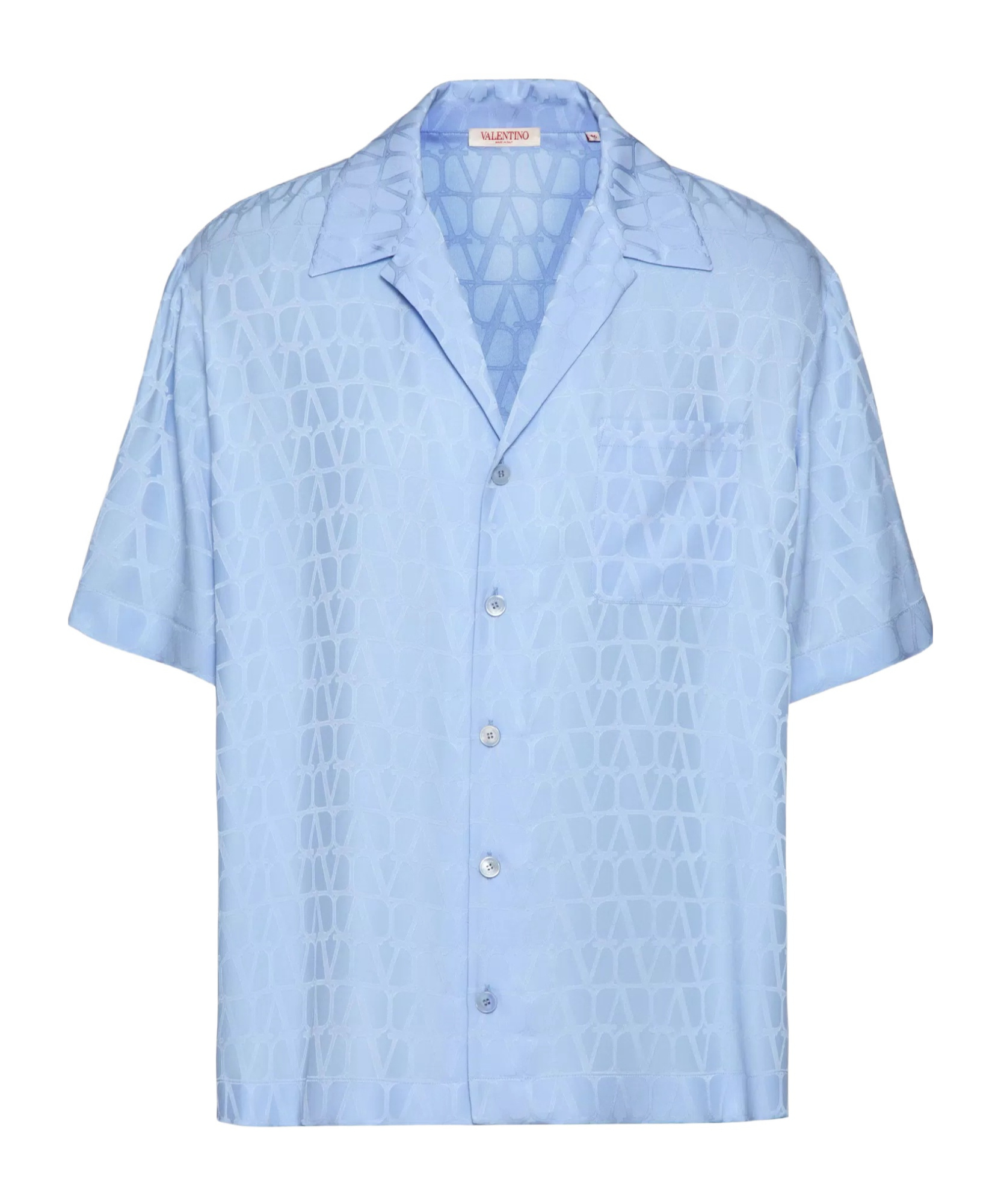 Valentino Toile Iconographe-jacquard Silk Shirt In Blue