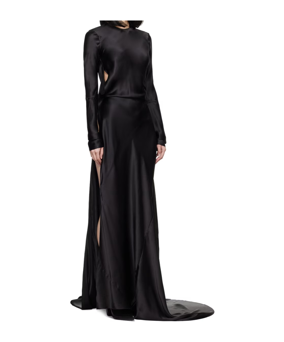 Ann Demeulemeester Demy X-long High Slit Long Sleeve Dress In Black