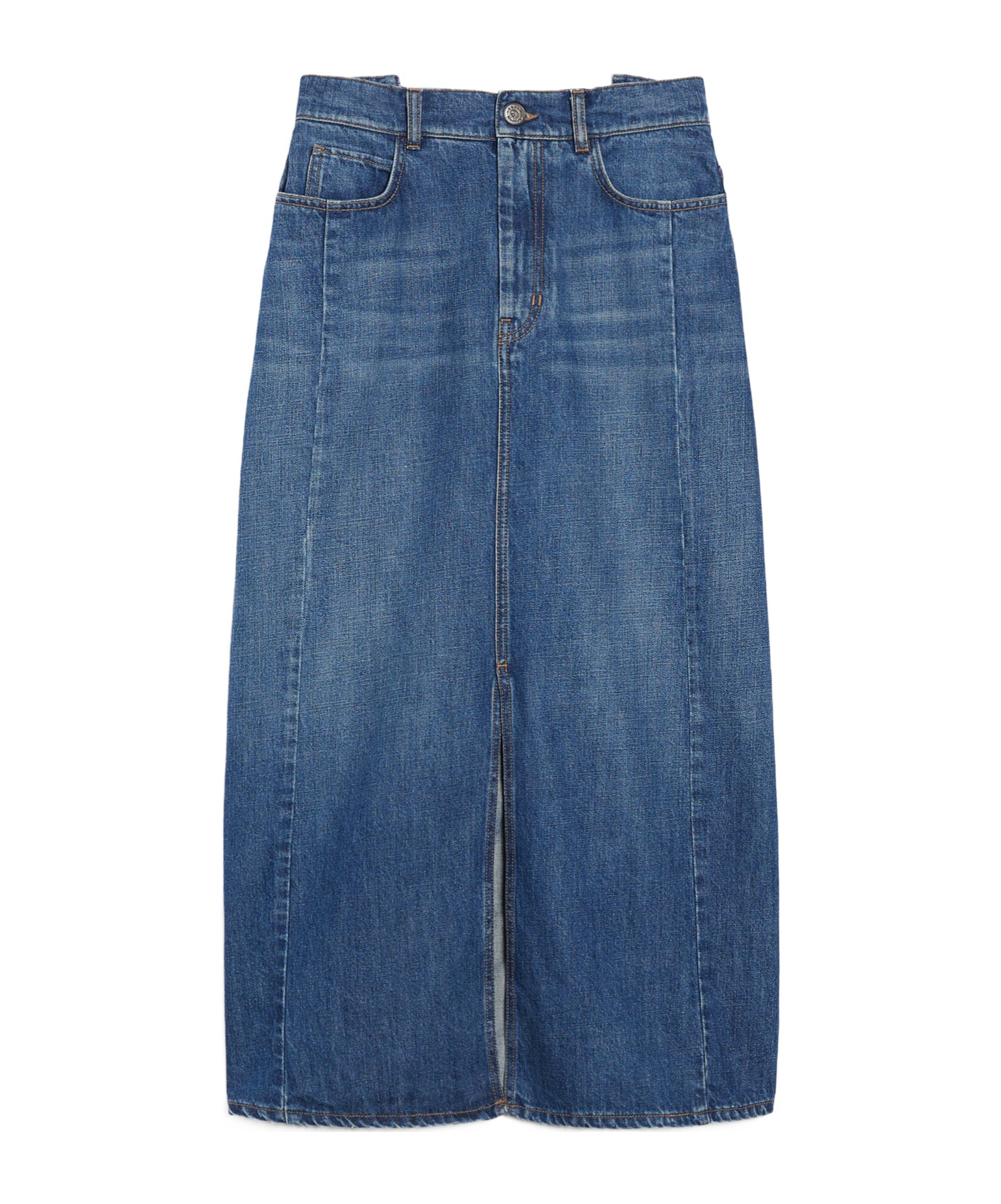 Weekend Max Mara Gesso Front Slit Denim Skirt In Blue