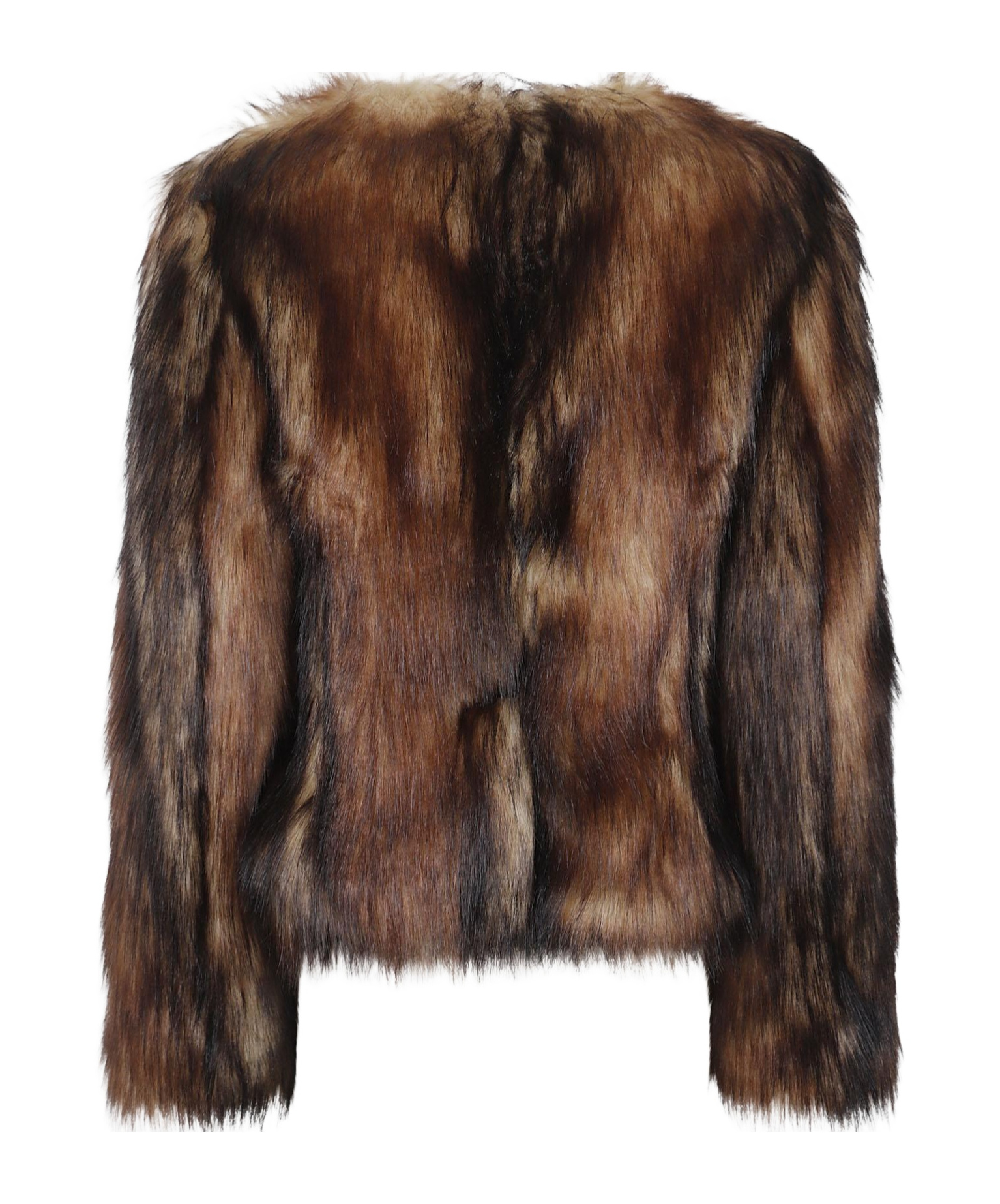 Simone Rocha Sculpted Faux Fur Fray Jacket In Brown