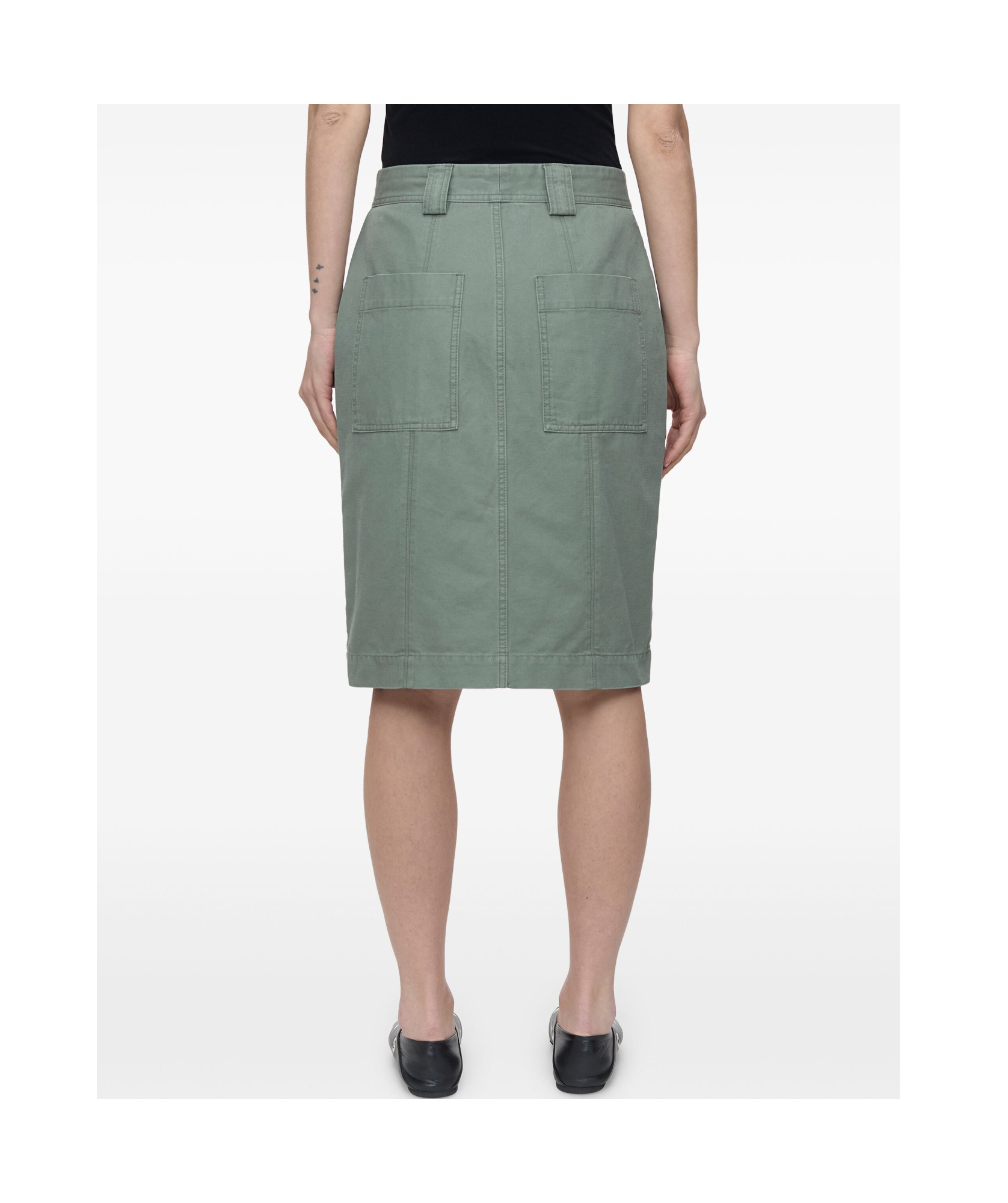 Shop Closed Cotton Midi Skirt In Gray