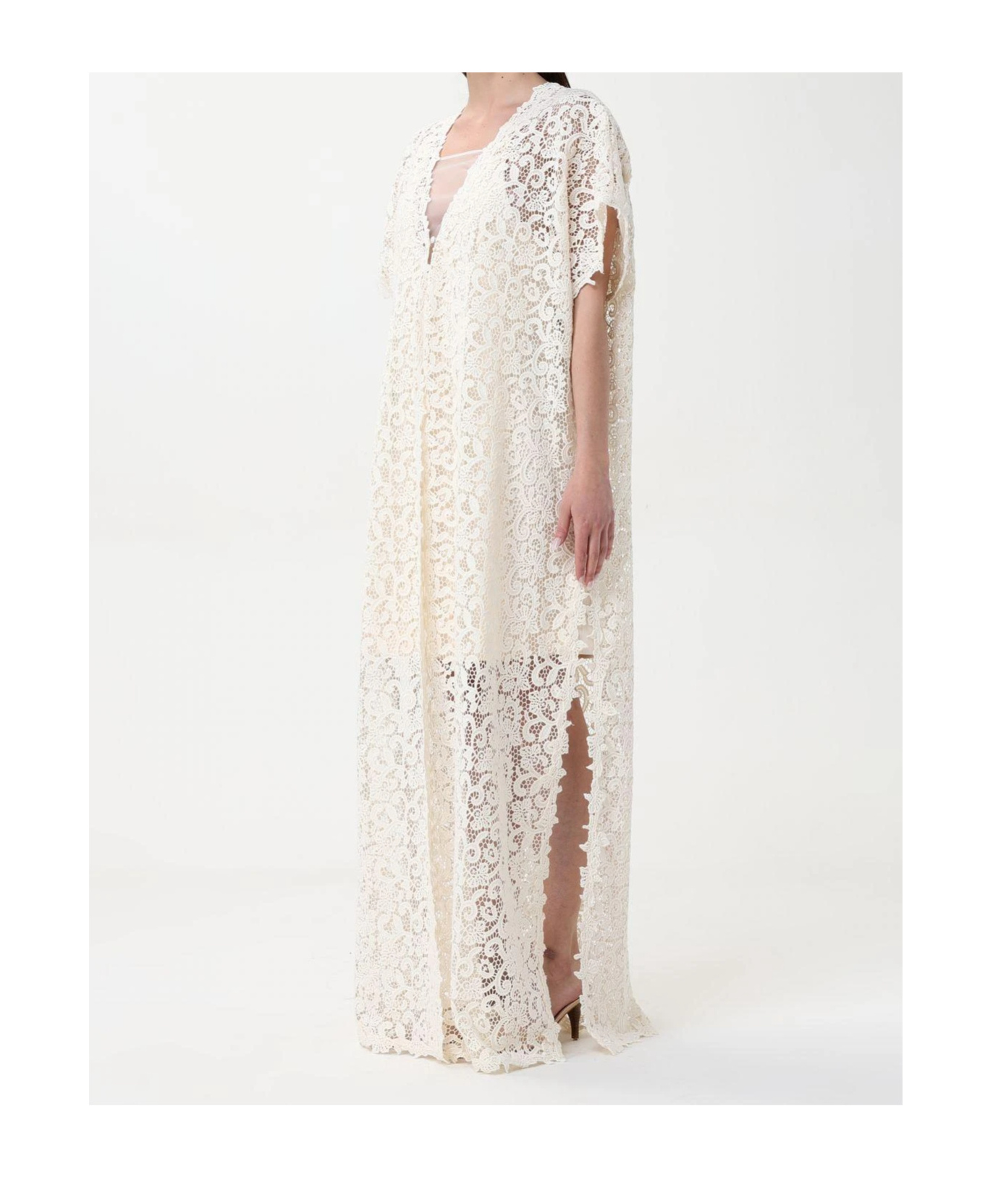 Ermanno Scervino Long Macrama Lace Cardigan With A V-neckline