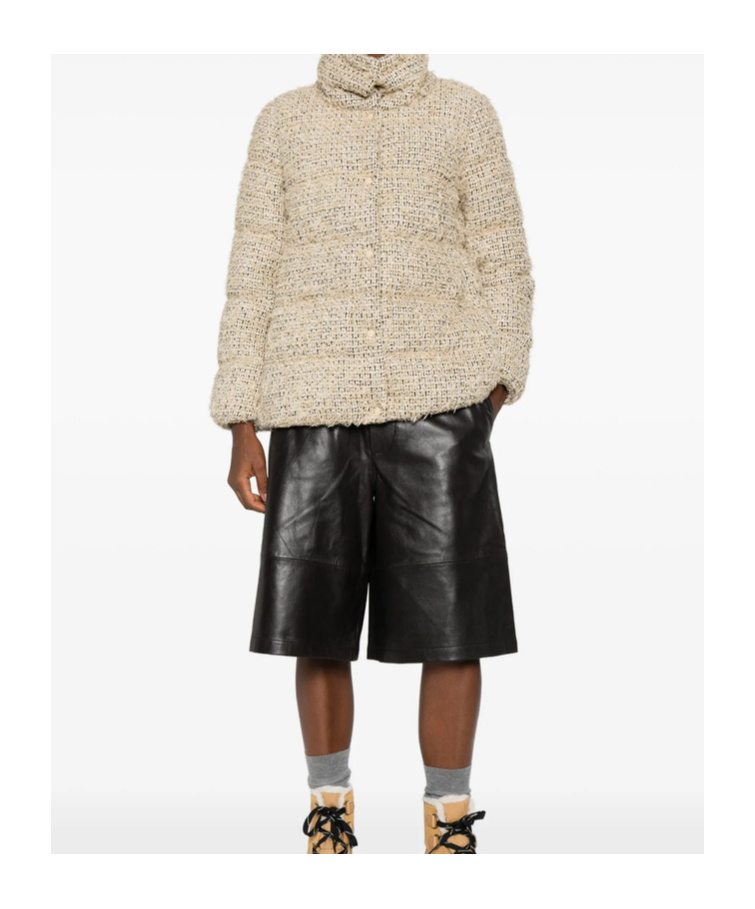 Moncler Cochevisse Lurex Boucle Puffer Jacket In Neutral