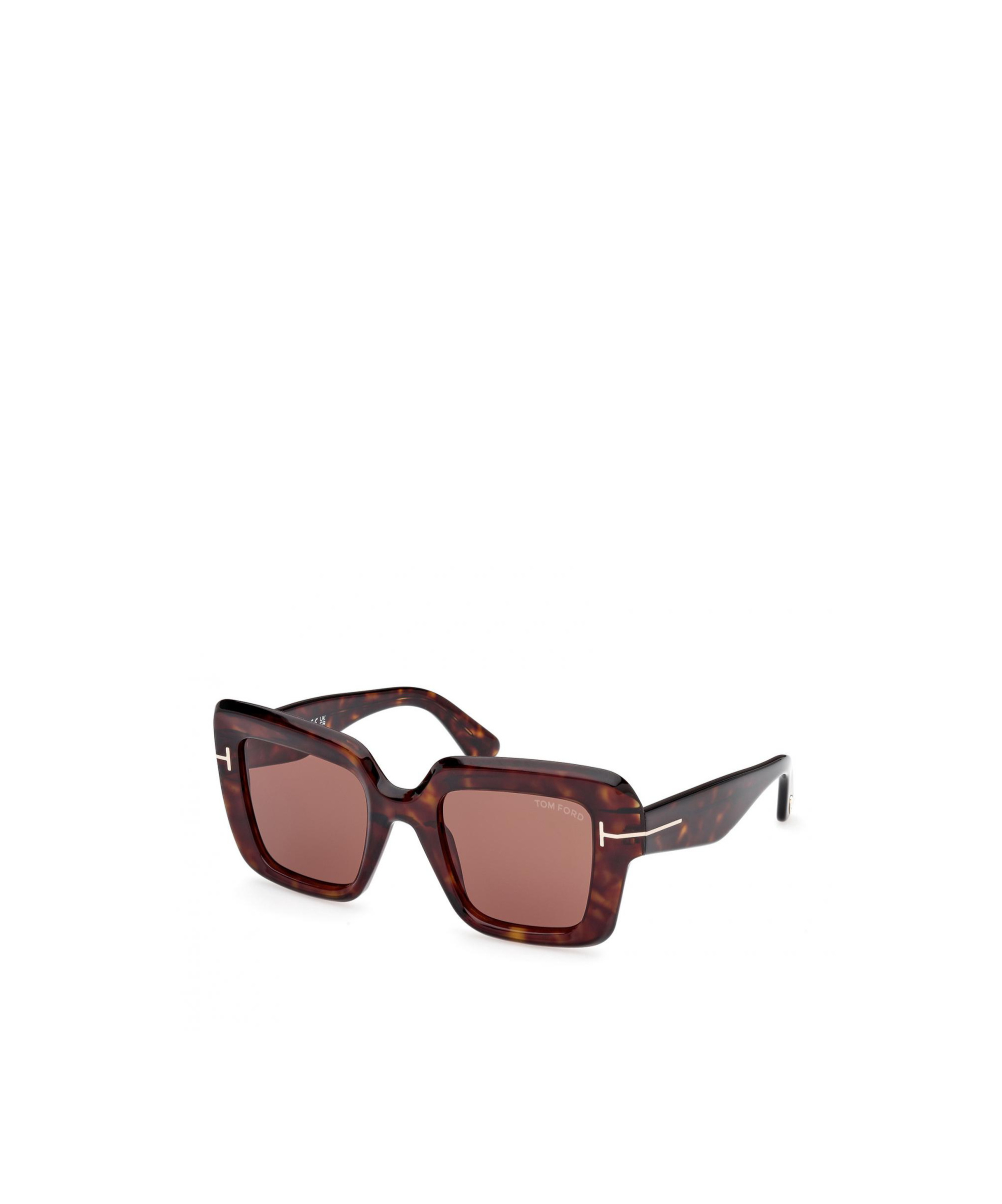 Tom Ford Esme Tortoise Acetate Square Sunglasses In Classic 