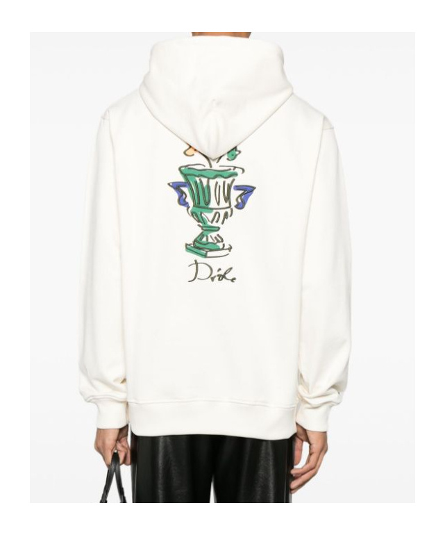 Drôle De Monsieur Hooded Sweatshirt With Logo And Pouch Pocket In White