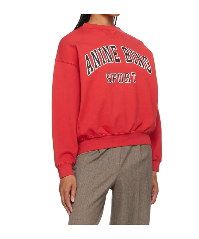 Shop Anine Bing Jaci Organic-cotton Sweatshirt In Red