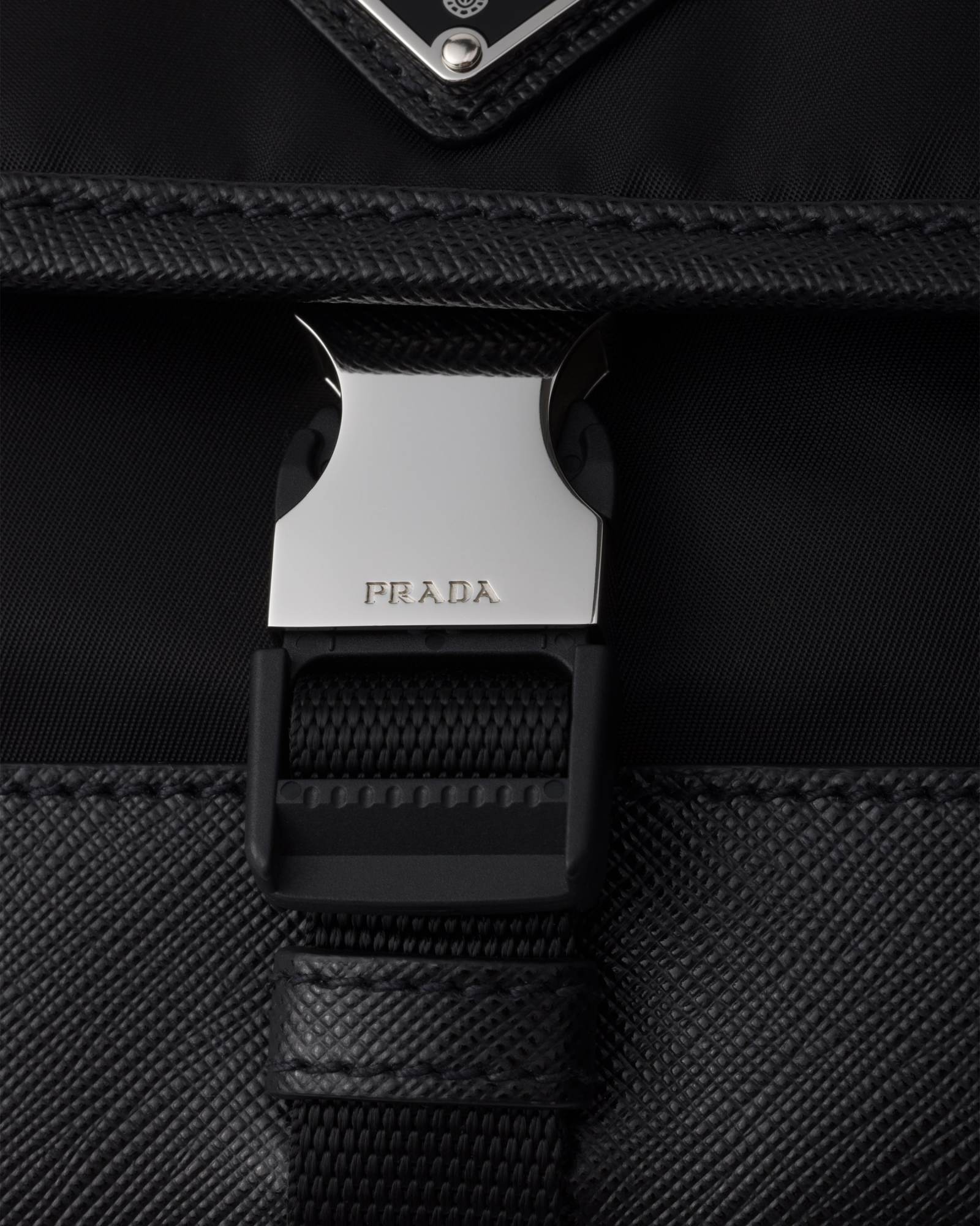 Prada Re-nylon And Saffiano Leather Shoulder Bag In Black