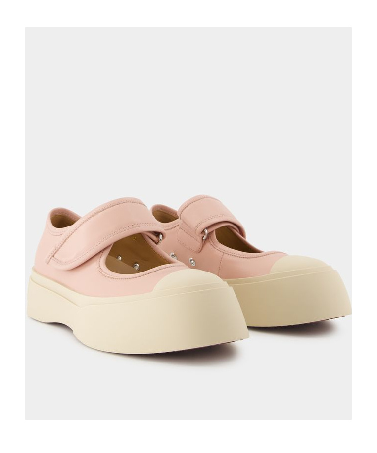 Shop Marni Mary Jane Ballerina Shoes In Nude