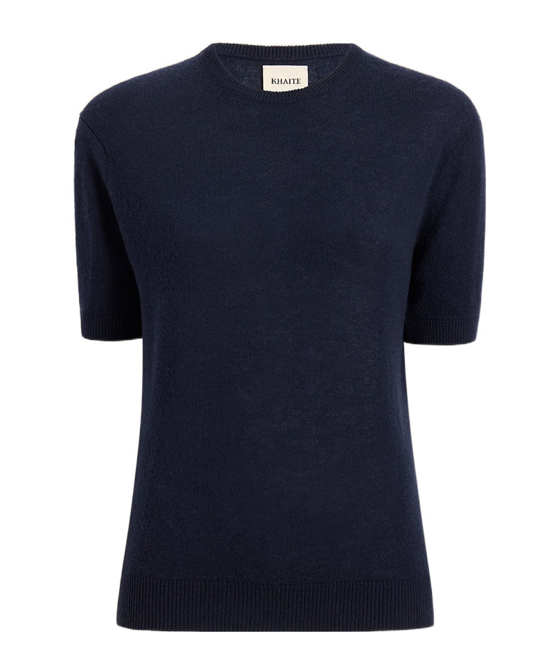 Khaite Pierre Cashmere Short-sleeve Sweater In Black