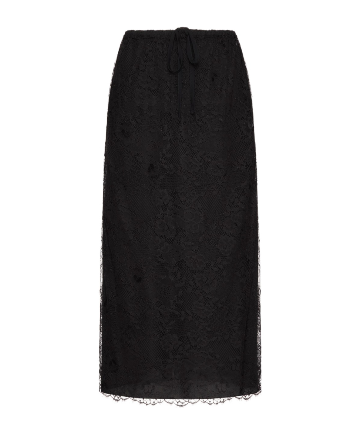 Valentino Lace-detail Midi Skirt In Black