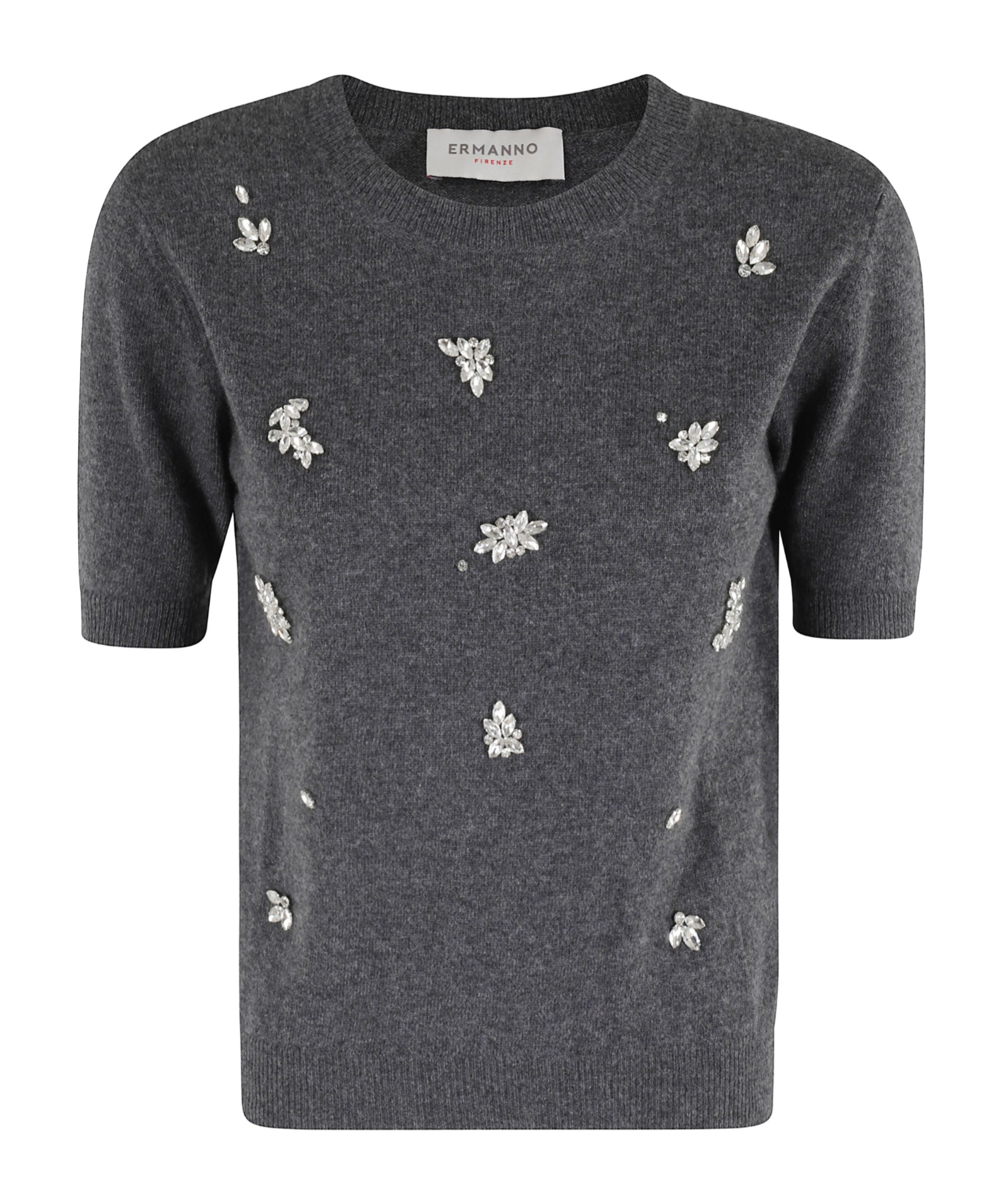 Ermanno Firenze Crew Neck Short-sleeved Sweater In Gray