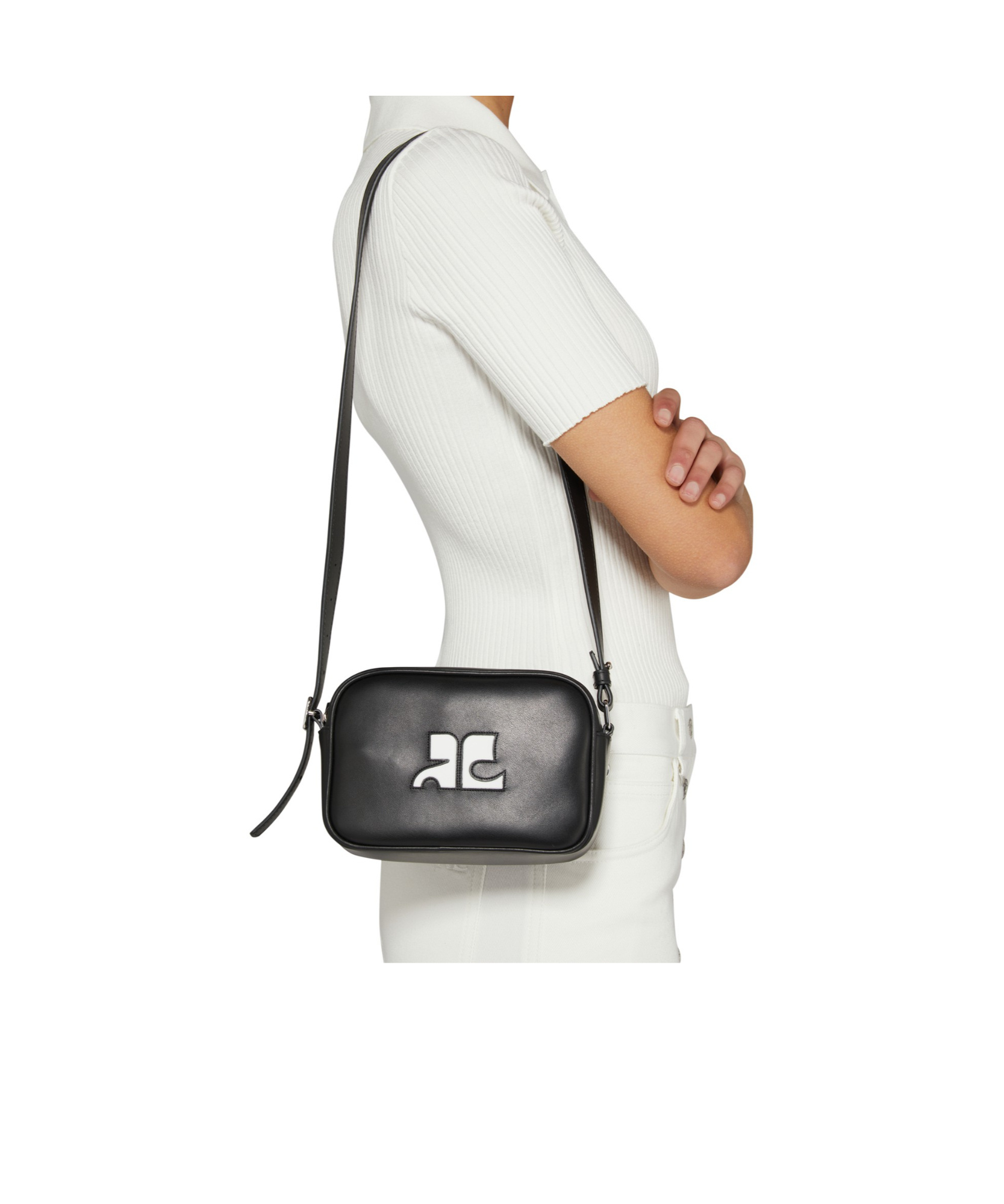 Shop Courrèges Thin Shoulder Strap Single Shoulder Bag In Black