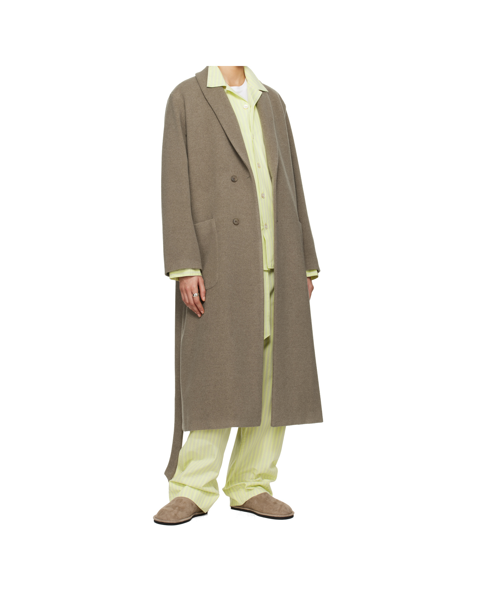 Tekla Ssense Exclusive Taupe Auralee Edition Robe Coat In Gray