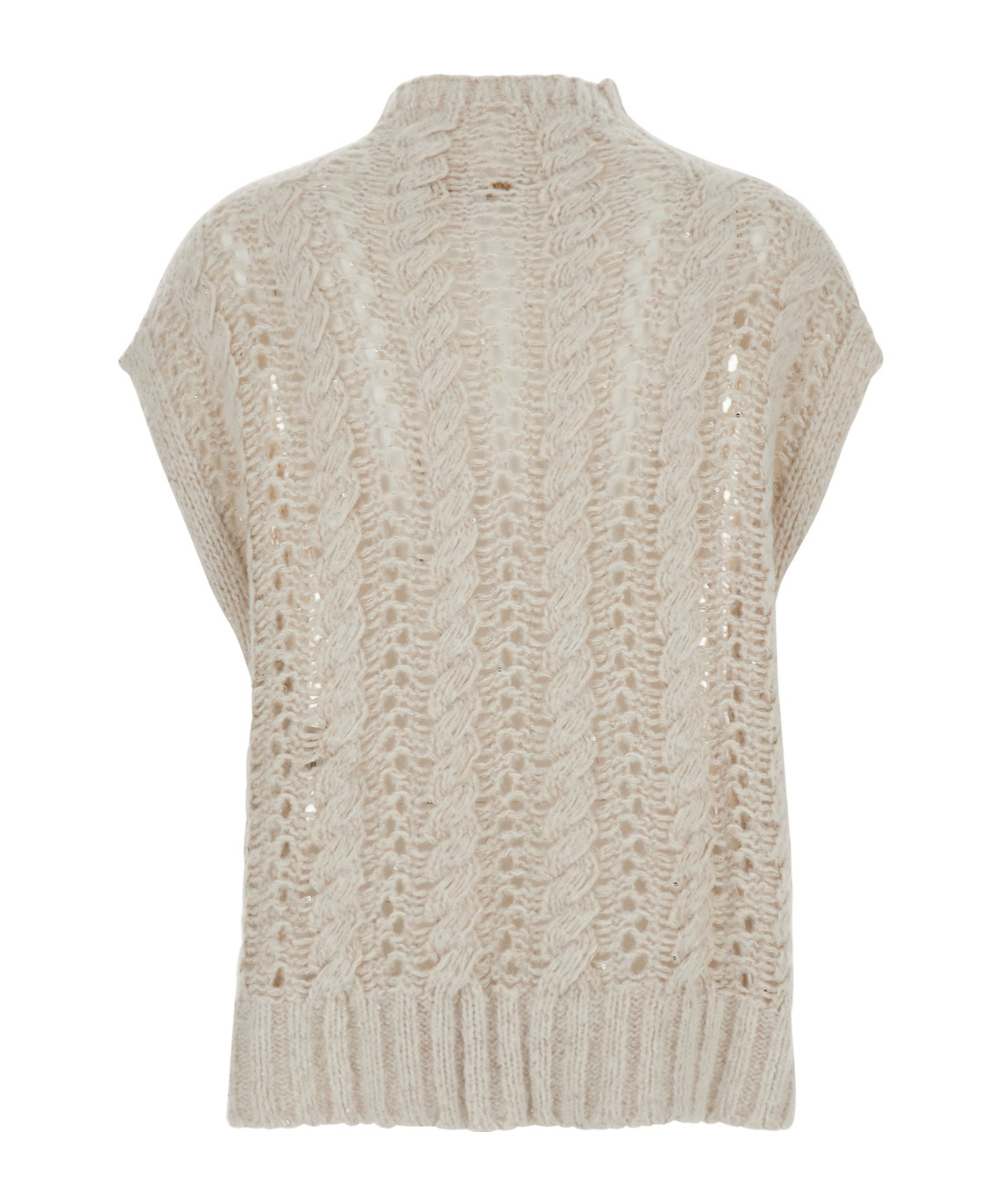 Antonelli Faustina Beige Sleeveless Crewneck Knit Vest In Wool Woman In Brown