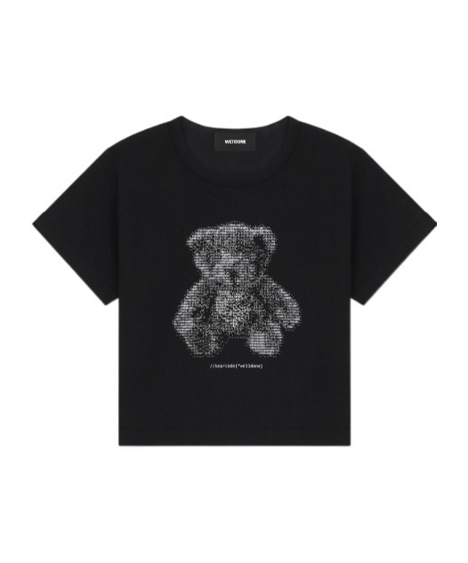 We11 Done Womens Bear-print Short-sleeves Cotton-jersey T-shirt Black In Black