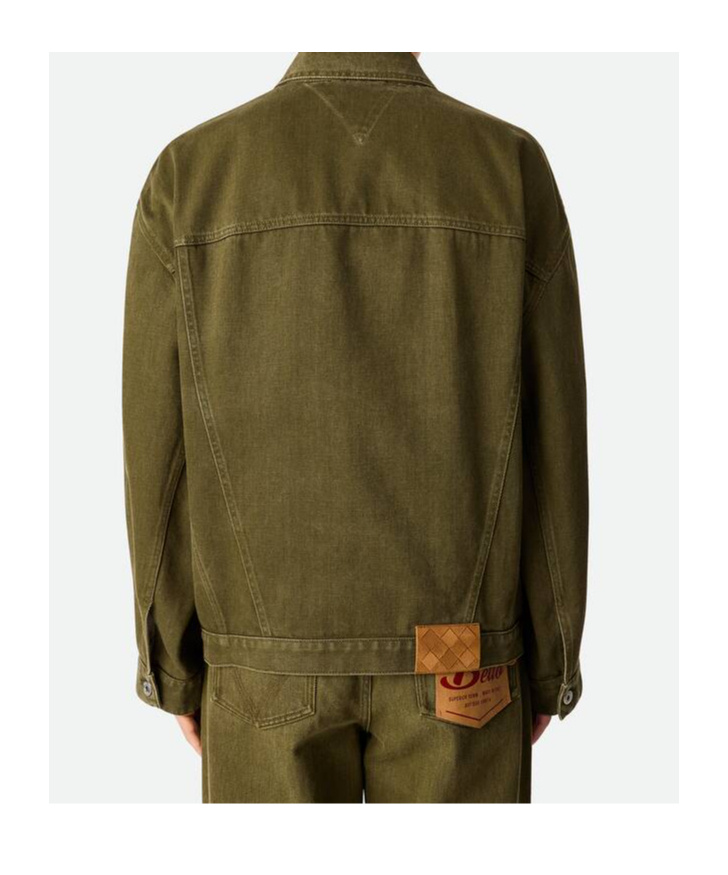 Bottega Veneta Denim Jacket With Collared Design And Pockets In Green