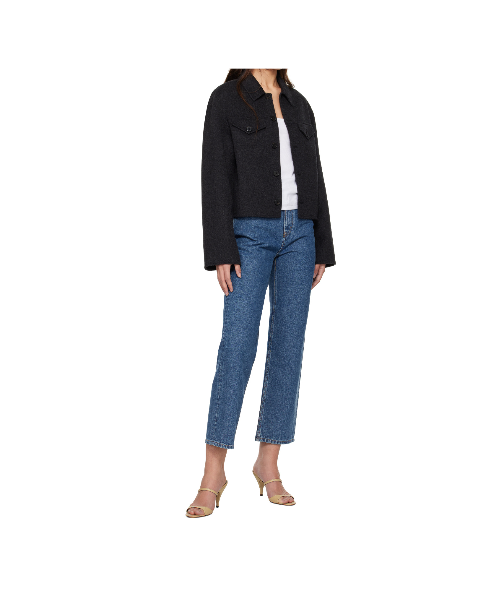Filippa K Gray Short Wool Cashmere Jacket In Black
