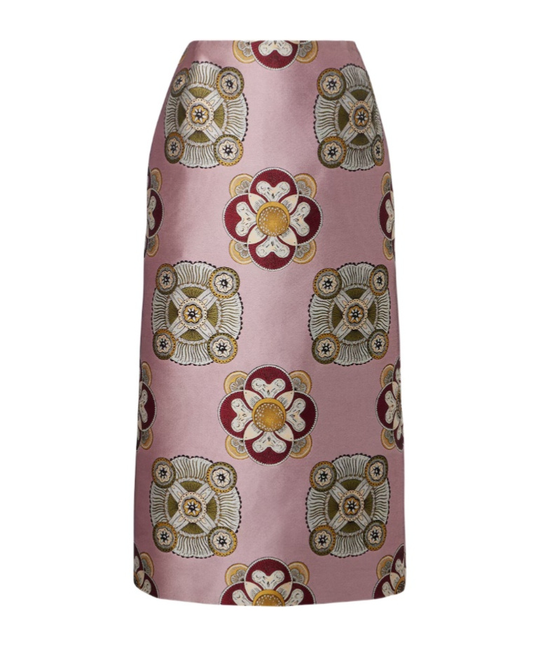 La Doublej Jacquard Pencil Skirt In Pink