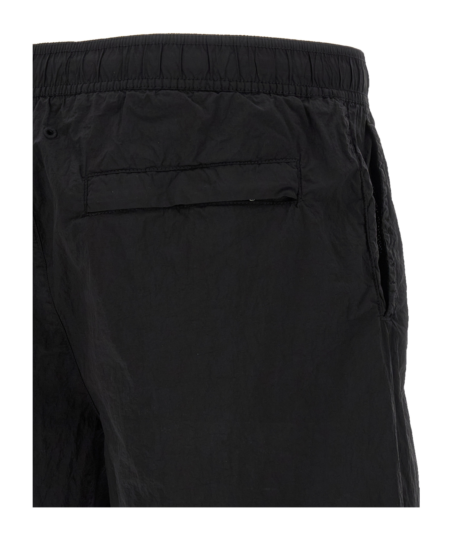 Stone Island Compass-badge Crinkled Shorts In Black