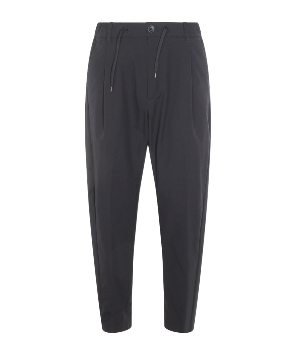 Herno Trousers With Back Pockets And Button Detail In Blue