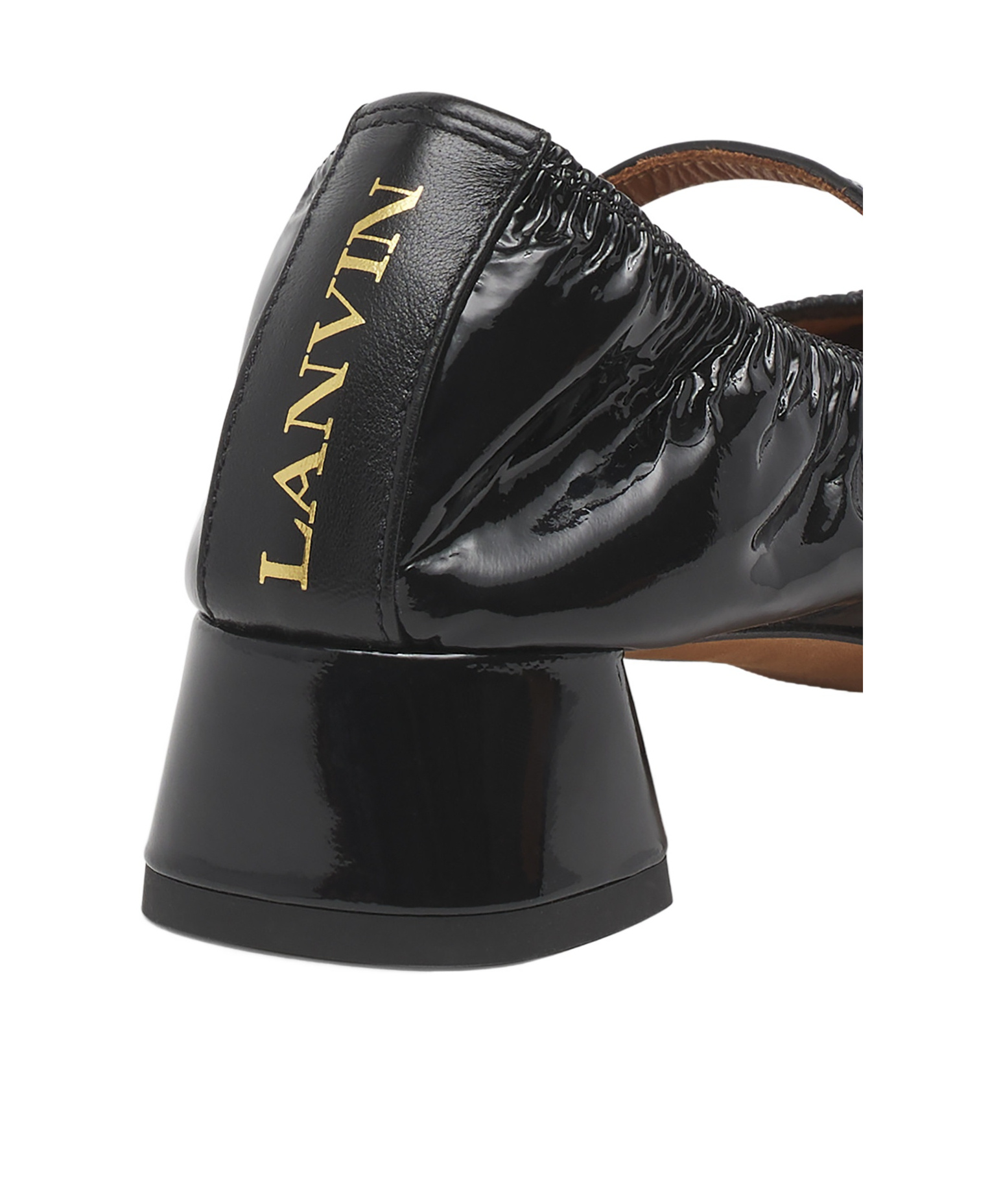Lanvin Heeled Mary Jane In Glossy Leather In Black