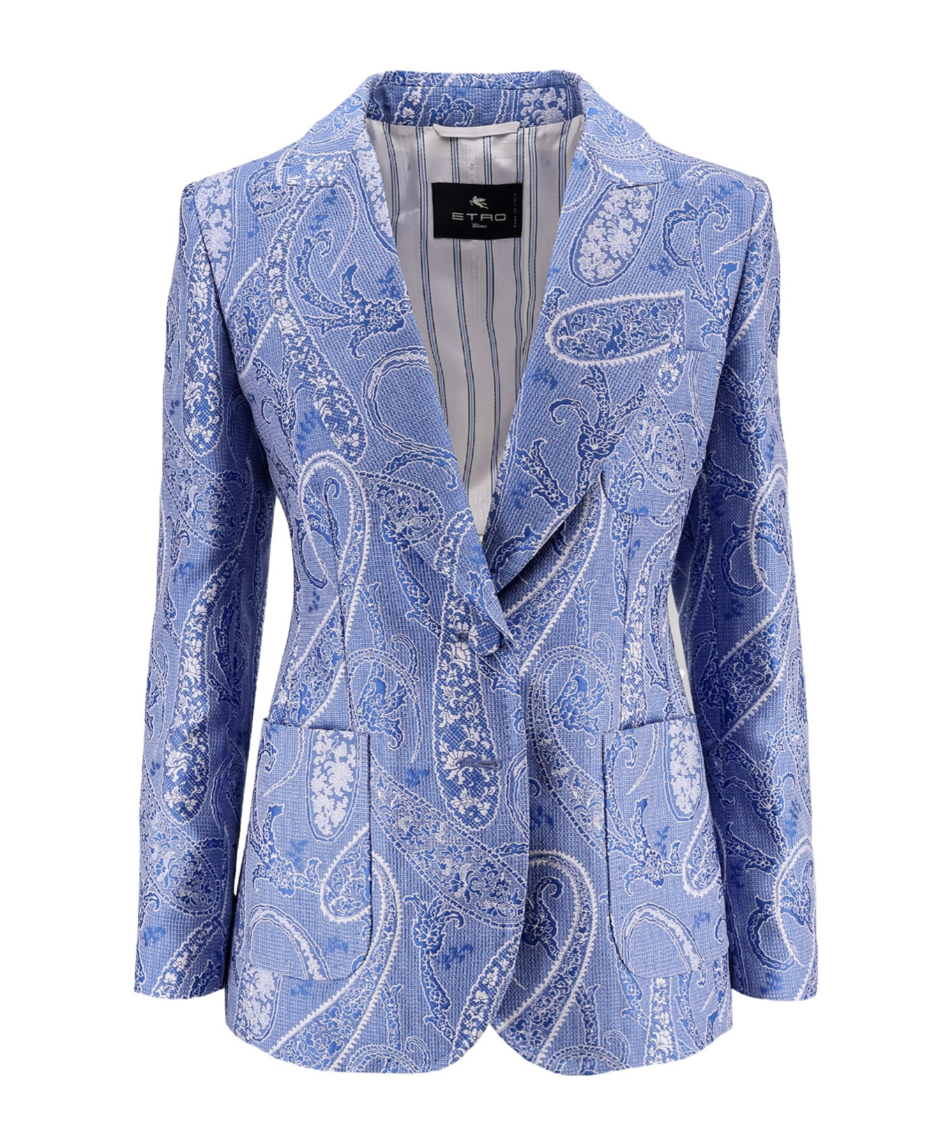 Etro Paisley Printed Jacket In Blue