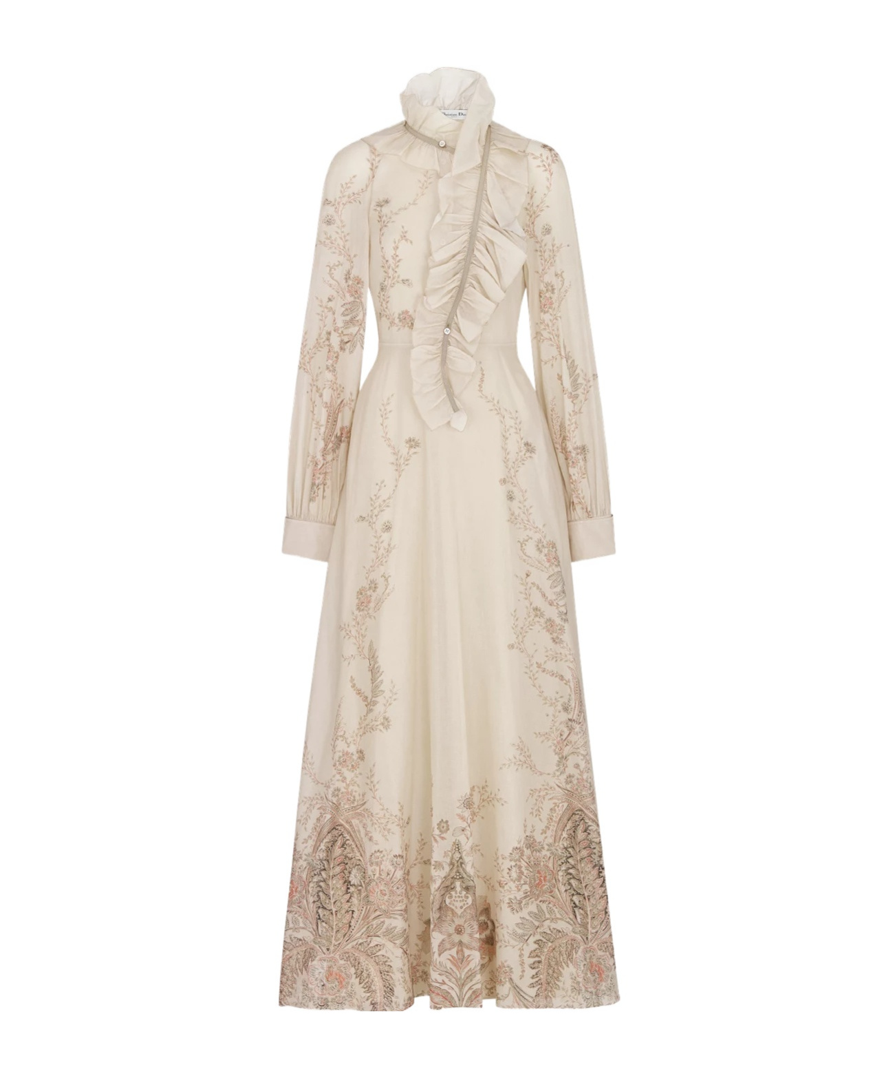 Dior Long Dress With Removable Ruched Collar In Neutral