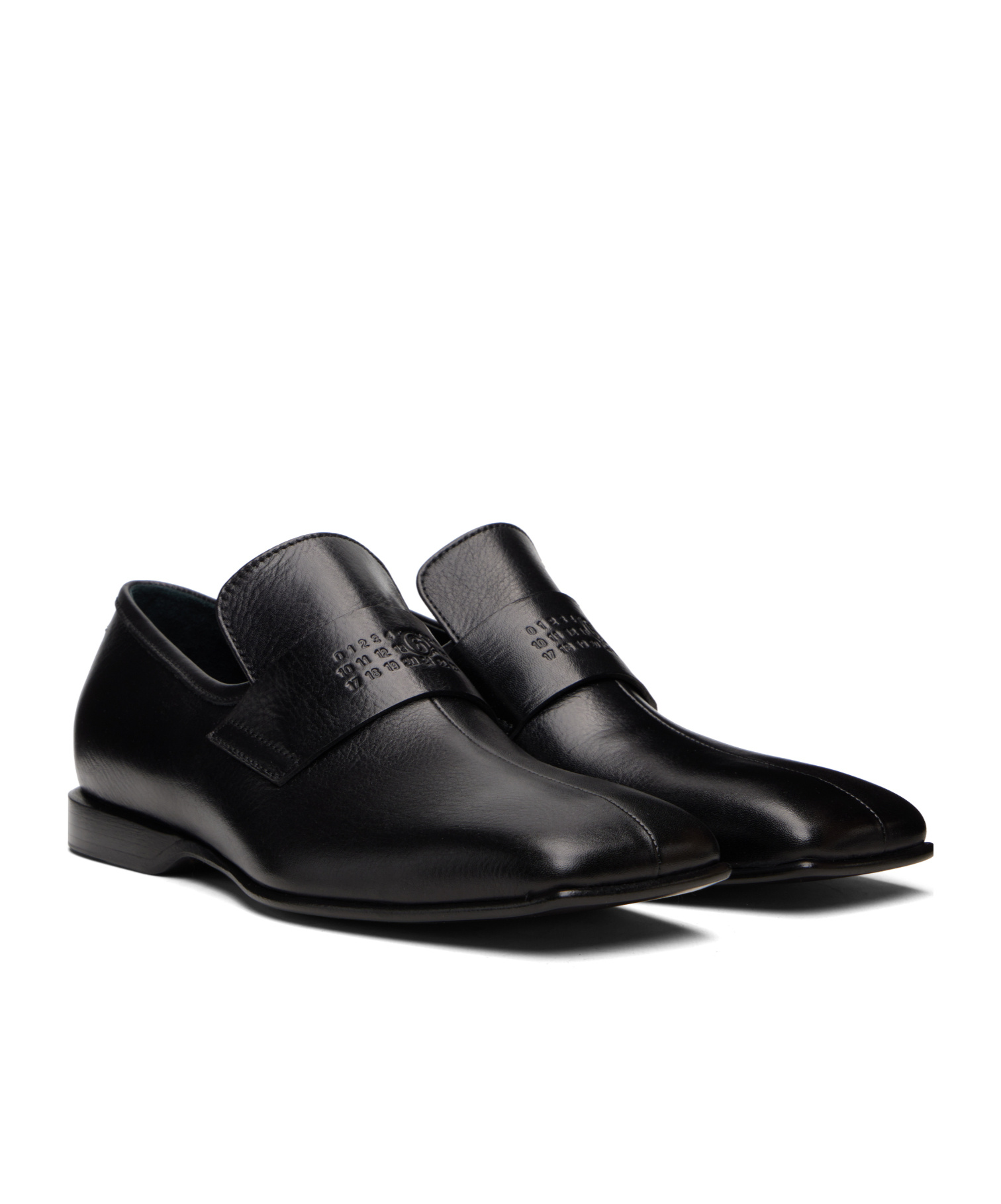 Mm6 Maison Margiela Refined Black Leather Loafers With Embossed Strap Detail In White